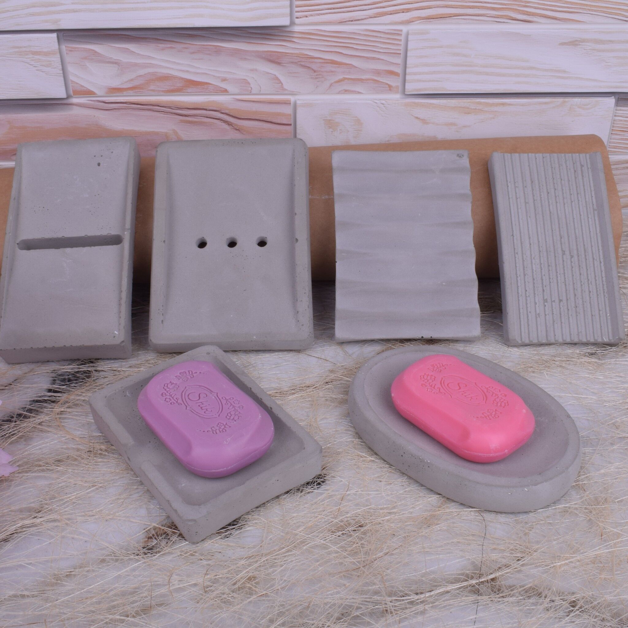 Starter Set - 5 x 5st. Seifenschalen aus Beton in grau