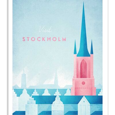 Kunstplakat - Besuchen Sie Stockholm - Henry Rivers-A3