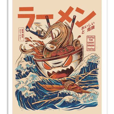 Poster artistico - Great Ramen al largo di Kanagawa - Ilustrata