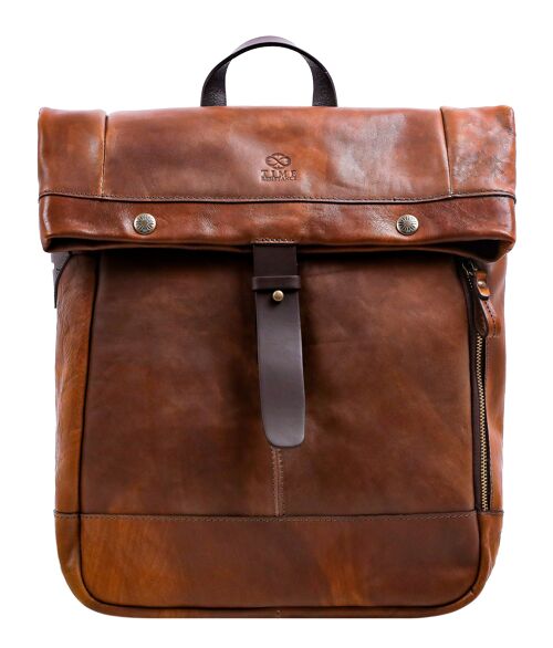 Tan Leather Roll-Top Backpack - The Secret History