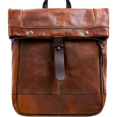 Tan Leather Roll-Top Backpack - The Secret History
