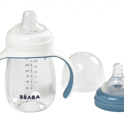 BEABA, 2 in 1 Trainingsflasche 210 ml – windiges Blau