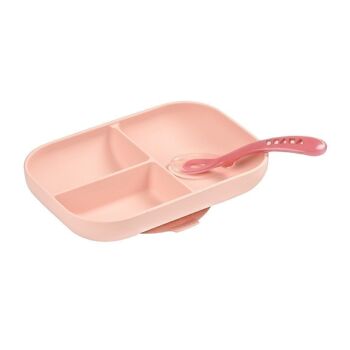 BEABA, Set repas silicone 2 pièces compartimenté - pink 7