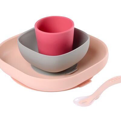 BEABA, 4-piece silicone meal set - pink
