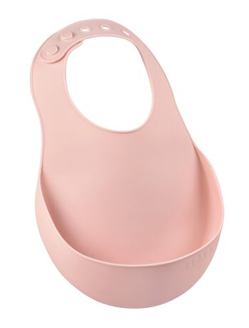 BEABA, Bavoir silicone old pink 1