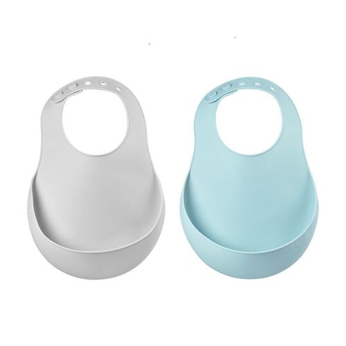 BEABA, Lot de 2 bavoirs silicone light mist/airy green