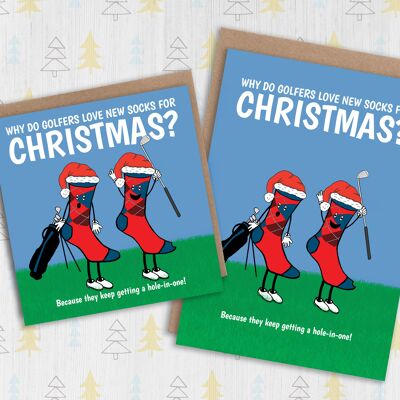 Lustige Golfkarte Warum lieben Golfer neue Socken zu Weihnachten?