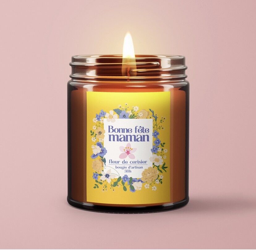 BONNE FÊTE MAMMA CANDELA IN UN VASO DA SPOTERIA