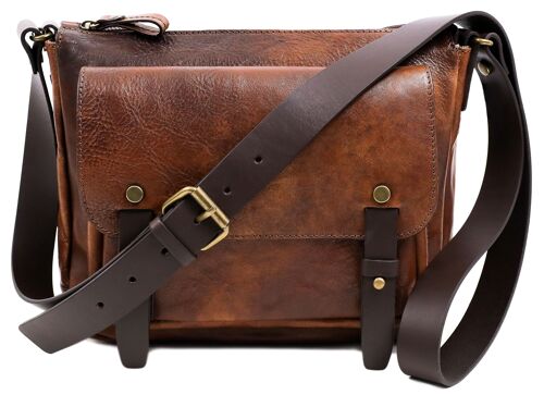 Tan Leather Messenger Bag - Persuasion