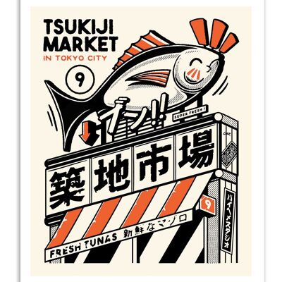 Poster d'arte - Mercato di Tsukiji - Studio di Paiheme
