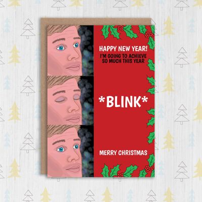 Blink meme divertida tarjeta de Navidad para adultos