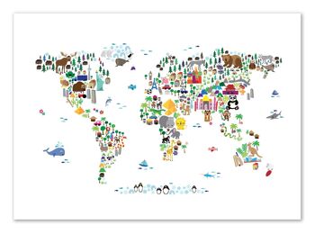 Art-Poster - Animal World map - Michael Tompsett 1