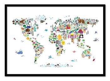 Art-Poster - Animal World map - Michael Tompsett 2