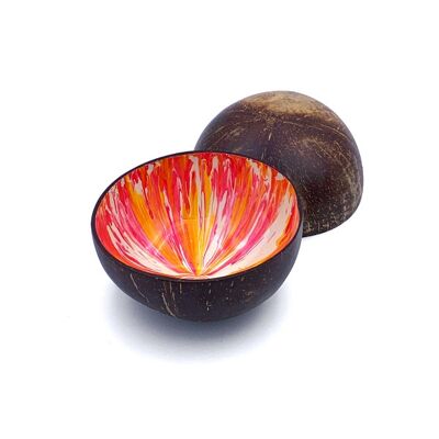Pink & Orange Abstract Painted Coconut Bowl