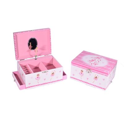 Musical Ballerina Music Jewelry Box with Side Drawers