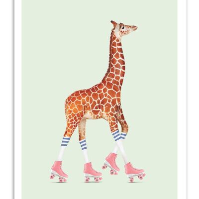 Kunstplakat - Rollerskating Giraffe - Jonas Loose