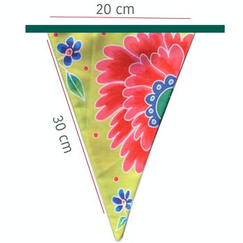Ligne de drapeau de guirlande de tissu durable | guirlande en tissu | guirlande de drapeau durable | décoration d'anniversaire | Fleurs XL | 12 mètres | 24 drapeaux 4