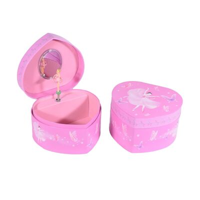 Happy Heart Shaped Ballerina Musical Jewelry Box