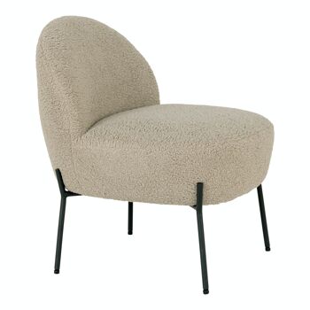 Merida Lounge Chair - Chaise longue en faux cuir d'agneau gris et marron avec pieds noirs 4