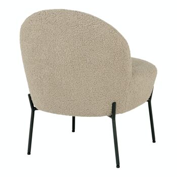 Merida Lounge Chair - Chaise longue en faux cuir d'agneau gris et marron avec pieds noirs 5