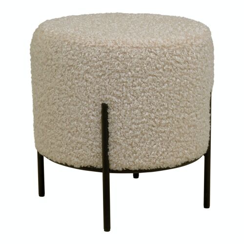 Alford Pouf - Pouf in grey and brown artificial lambskin