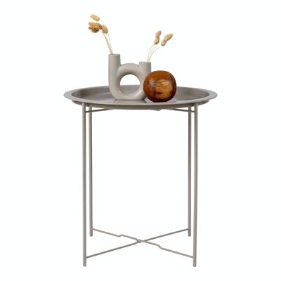 Bastia Side Table - Mesa auxiliar de acero con revestimiento en polvo gris beige