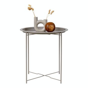 Bastia Side Table - Table d'appoint en acier poudré gris beige 1