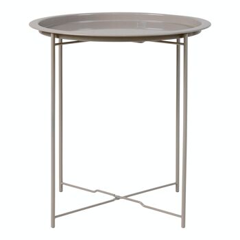 Bastia Side Table - Table d'appoint en acier poudré gris beige 3