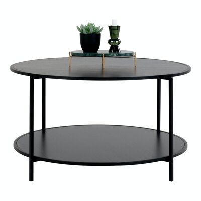 Vita Coffee Table - Mesa de centro redonda con estructura negra y tapas negras