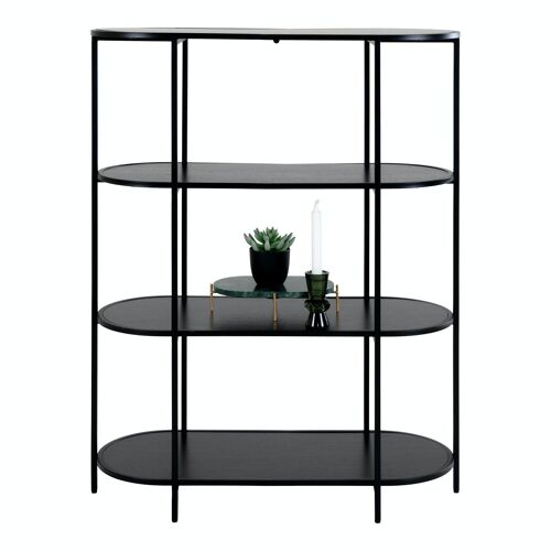 Vita Shelf - Oval shelf with black frame and black shelves