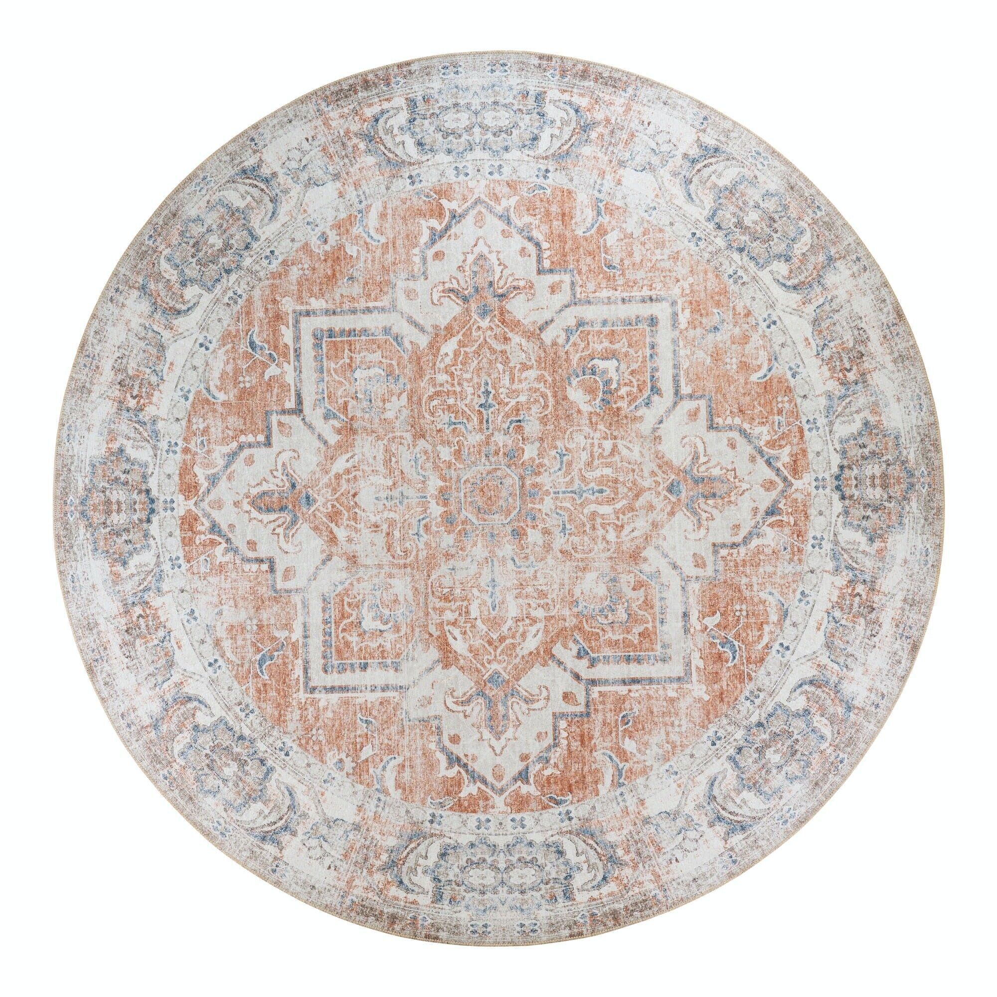 Tapis Havana - Tapis rond orange et bleu