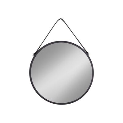 Specchio Trapani - Specchio con cornice in acciaio nero e cinturino in PU