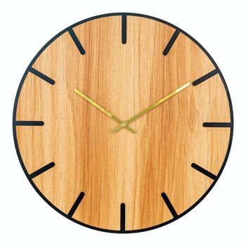 Horloge Murale Menton - Structure bois naturel Ø40cm