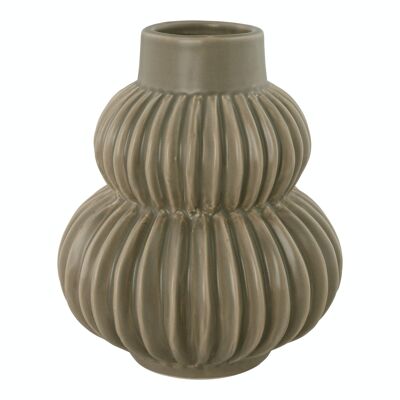 Vaso in ceramica grigia c. disegno ondulato Ø13.5x16 cm