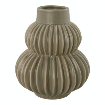 Vase en céramique grise av.  modèle ondulé Ø13.5x16cm 1