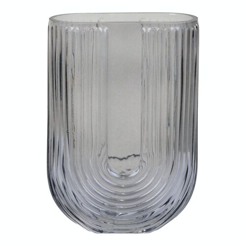 Vase U-shape in smoked glass 13x6x19 cm