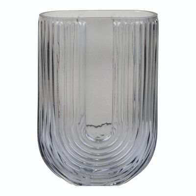 Vase U-Form aus Rauchglas 13x6x19 cm