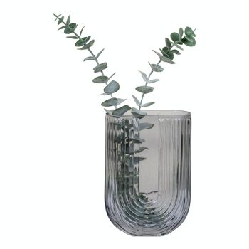 Vase forme U en verre fumé 13x6x19 cm 3