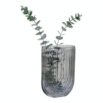 Vase forme U en verre fumé 13x6x19 cm 4