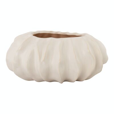 Oval vase in white ceramic 15x21.5x9.5 cm