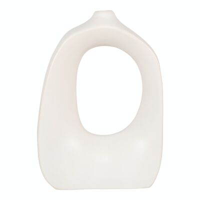 Vase in organic shape white ceramic 9x20x27.5 cm
