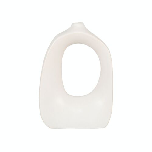 Vase in organic shape white ceramic 13x6x18.5 cm
