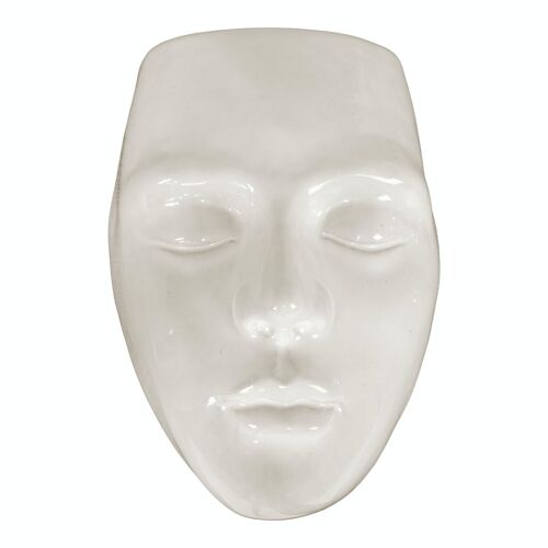 Flower Pot - Flower pot with face in white ceramic