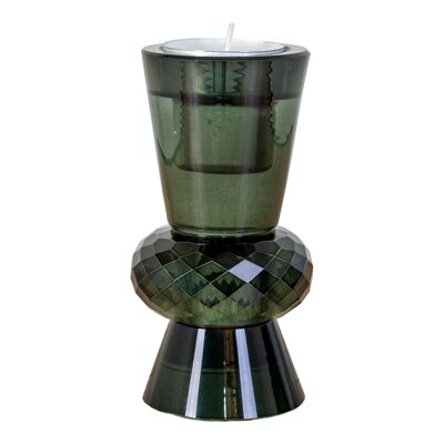Candle holder in green glass Ø6x12 cm