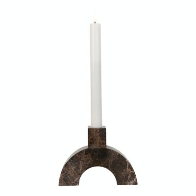Candle holder in brown marble with single holder 3.5x14x11 cm