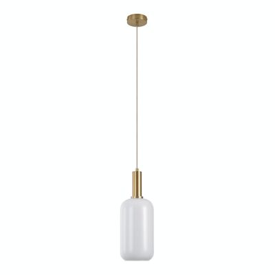 Chelsea Pendant - Pendant in white glass and brass socket