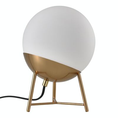 Lampe de table Chelsea - Lampe en verre blanc en forme de boule et douille en laiton