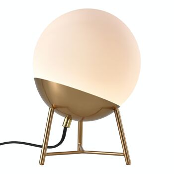 Lampe de table Chelsea - Lampe en verre blanc en forme de boule et douille en laiton 3