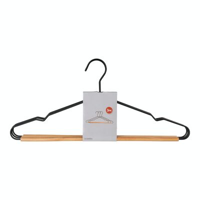 Ponti Metal Hangers - Perchas de metal en barra de madera negra