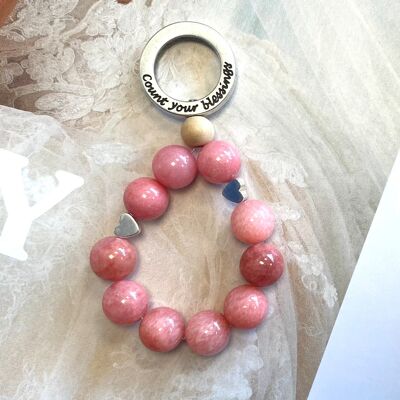 Porte-clés pierre précieuse Rhodochrosite /amour